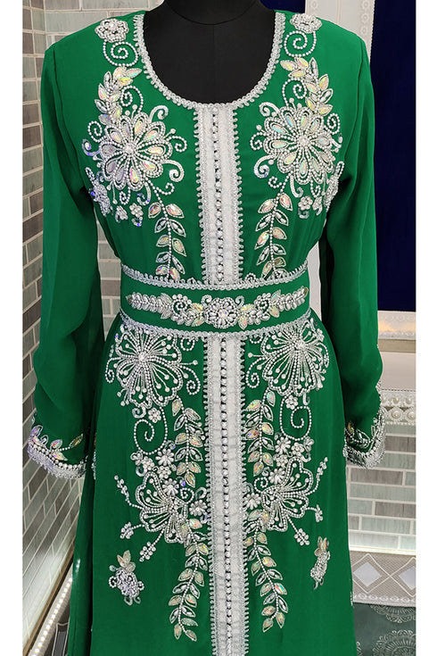 Seagreen arabic designer handmade kaftan