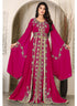Pink islamic wedding designer arabic maxi hand beaded dubai ladies long sleeve moroccan arabic party wear kaftan