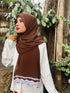 wrap my hijab georgette lace hijab dark brown