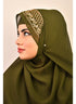 Mehandi green luxury bridal wedding wear hijab scarf with handwork