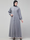Modest Gray Nida A-Line Abaya with Balloon Sleeves