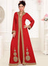 Maroon embroidered georgette islamic kaftans With Scarves Sun-proof hijab.