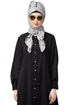 Grey Embroidered Polyester Hijab