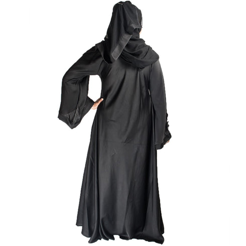Black plain art silk abaya