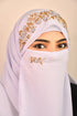 Lavender luxury bridal wedding wear hijab scarf with handwork naqab
