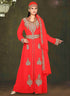 Red embroidered georgette islamic kaftan