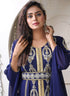 Women dark blue designer islamic moroccan style hand beaded wedding takchita kaftan