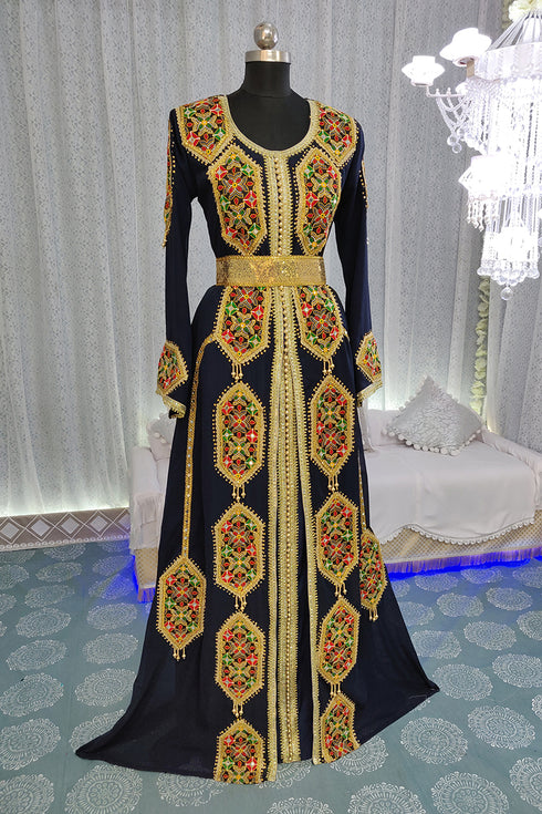 Dark blue moroccan israeli kaftan