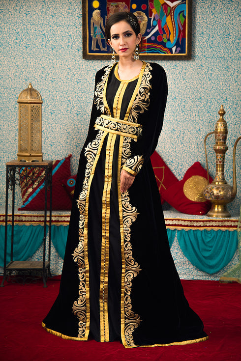 Black morrocon designer kaftan
