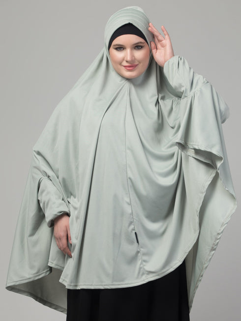 sage green polyester plain jilbab