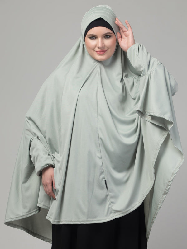 sage green polyester plain jilbab