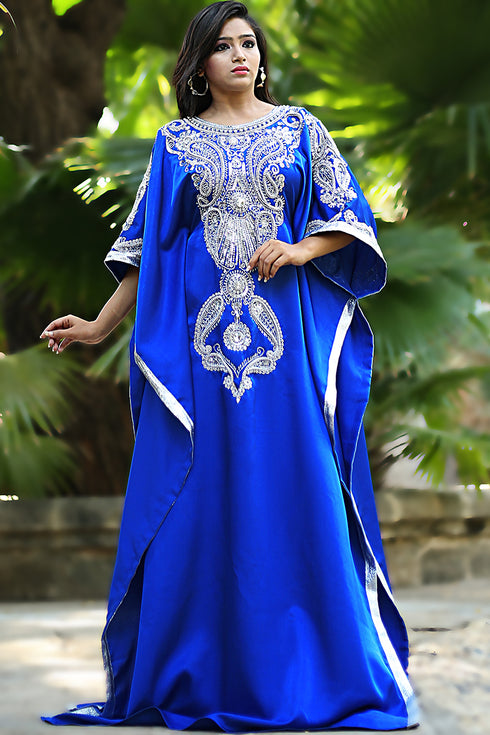 Chic blue designer partywear kaftan