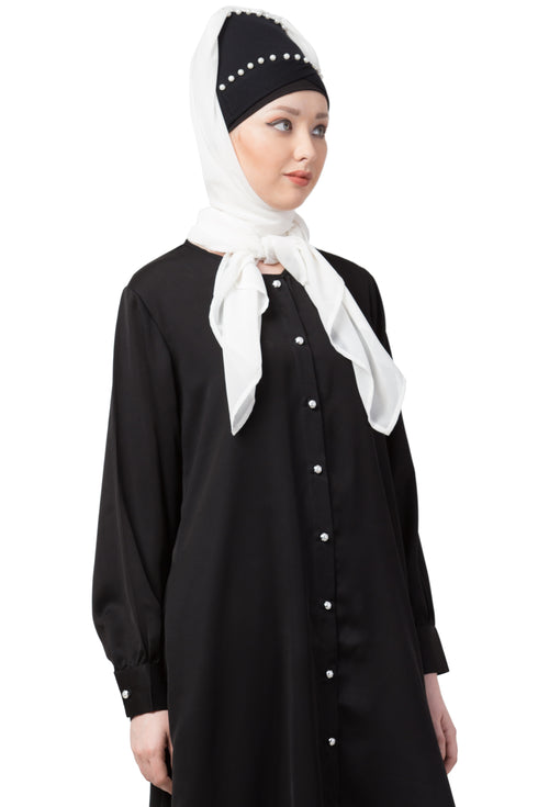 White Embroidered Polyester Hijab