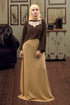 Brown Crepe Embroidered Kaftan Dress