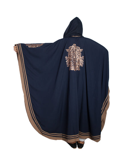Blue plain crepe abaya