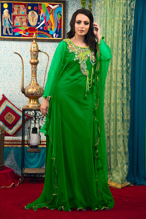 Green takchita kaftan