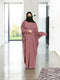 Pink front open kaftan abaya with matching buttons