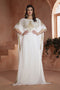 White georgette hand beaded designer kaftan