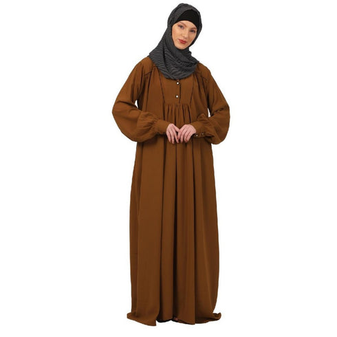 Mustard designer dress abaya with piping work