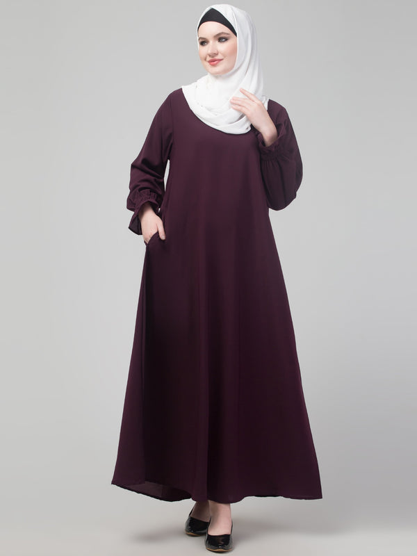 Wine Matt nida abaya with hijab
