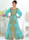 Sea-green embroidered georgette islamic kaftan With Sun-proof hijab.