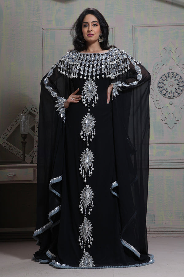 Fancy black georgette islamic wedding kaftan