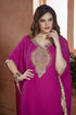 Hand beaded georgette fuchia free size kaftan saudi arabic style