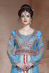 Firozi and dark pink designer partywear dubai dress moroccan style arabic long sleeve wedding caftan