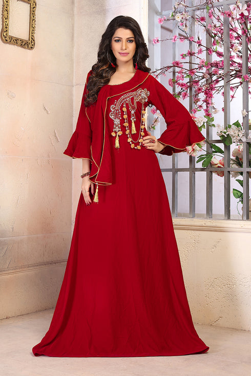 Maroon designer abaya