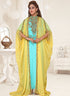 Yellow embroidered georgette islamic-kaftans