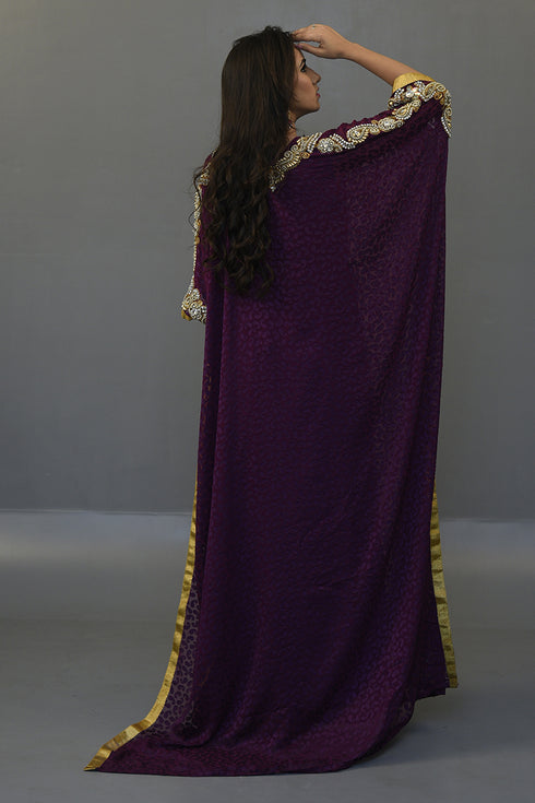 Embroidered modest violet kaftan