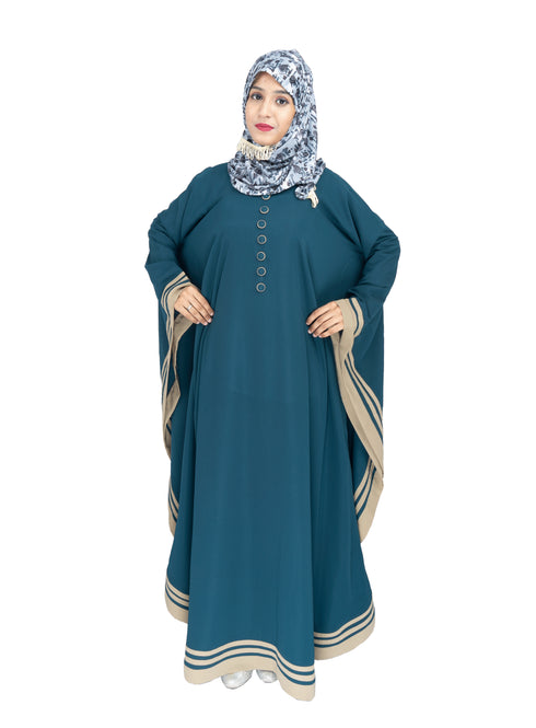 Green plain crepe abaya