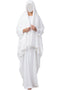 White two pieces set of white kaftan abaya and irani chadar in firdaus fabric