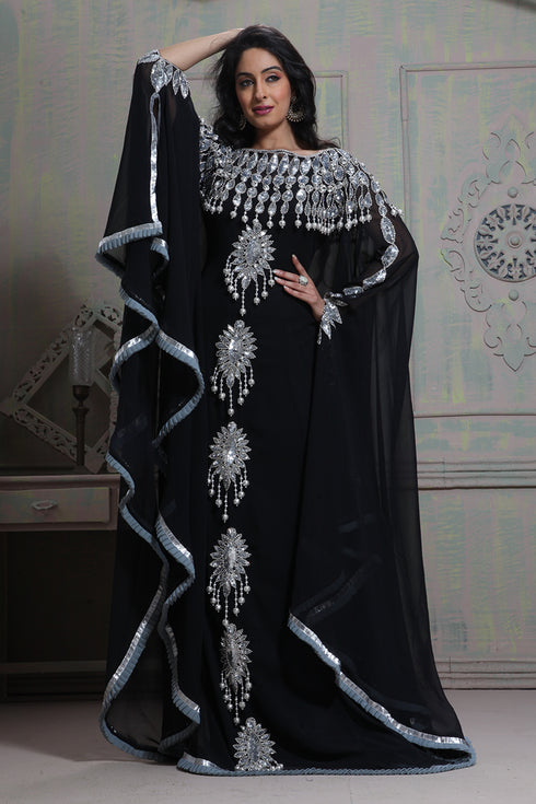 Fancy black georgette islamic wedding kaftan