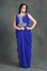 Blue sleeveless kaftan dress-georgette hand beaded designer kaftan