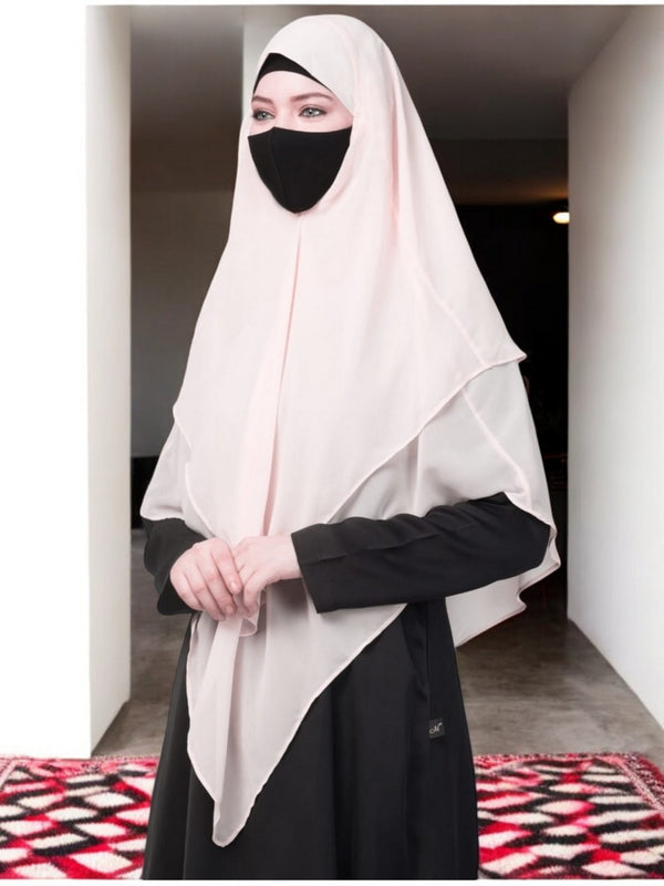 Jade multi layered triangular instant hijabkhimar in georgette