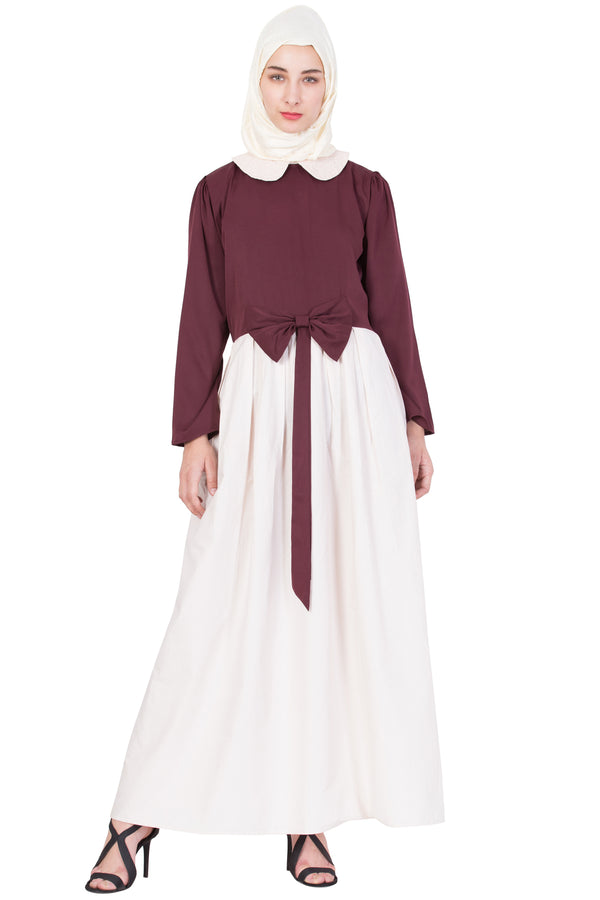 Maroon Plain Crepe Abaya