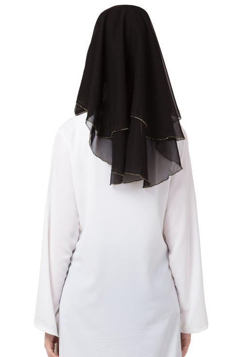 Black Plain Georgette Hijab
