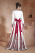 Off white and maroon embroidered & handmade moroccan wedding long sleeve dress kaftan