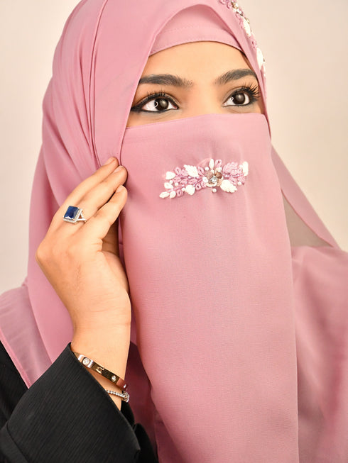 wrap my hijab lavender handwork party hijab