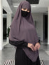 Grey multi layered triangular instant hijabkhimar in georgette