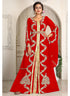 Red designer hand beaded moroccan party wedding kaftan