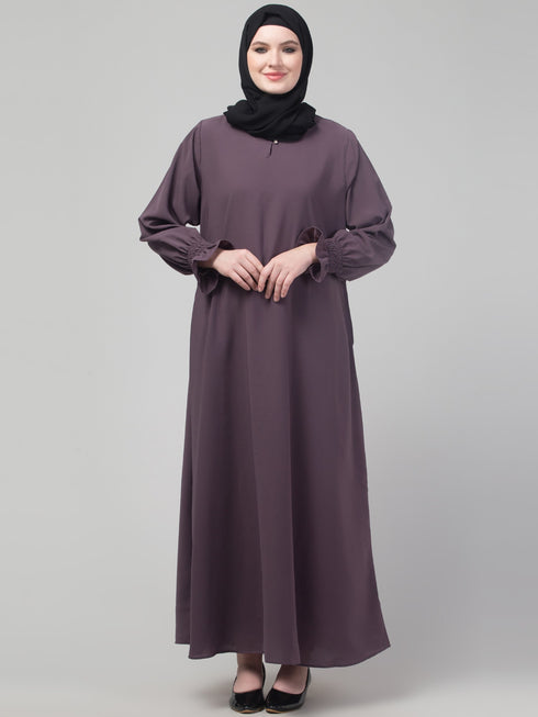 Dark Grey Plain Nida Abaya