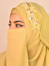 green party wear hijab scarf with handwork naqab