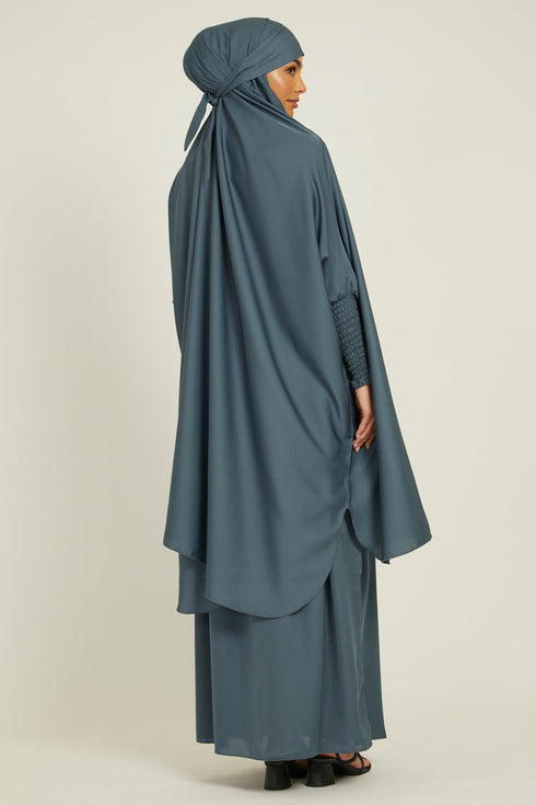 Grey plain crepe abaya