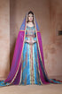Firozi and dark pink designer handmade arabic moroccan muslim long sleeve wedding caftan with vail