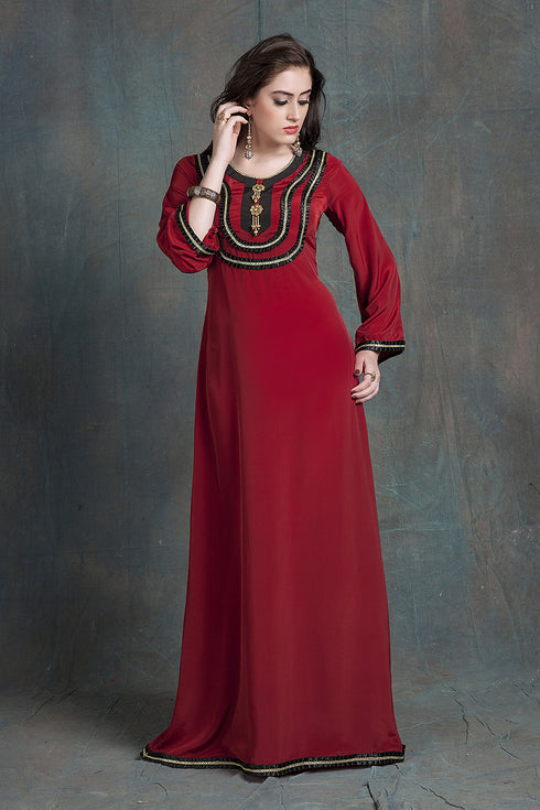 Evening dress maroon arabic dubai party abaya dress
