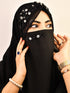 Black luxury bridal wedding wear hijab scarf with handwork naqab