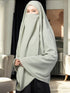 Sea-green plain color khimar with attached mouthpiece.