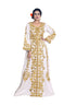 White Silk Gold Resham Embroidered Kaftan Dress